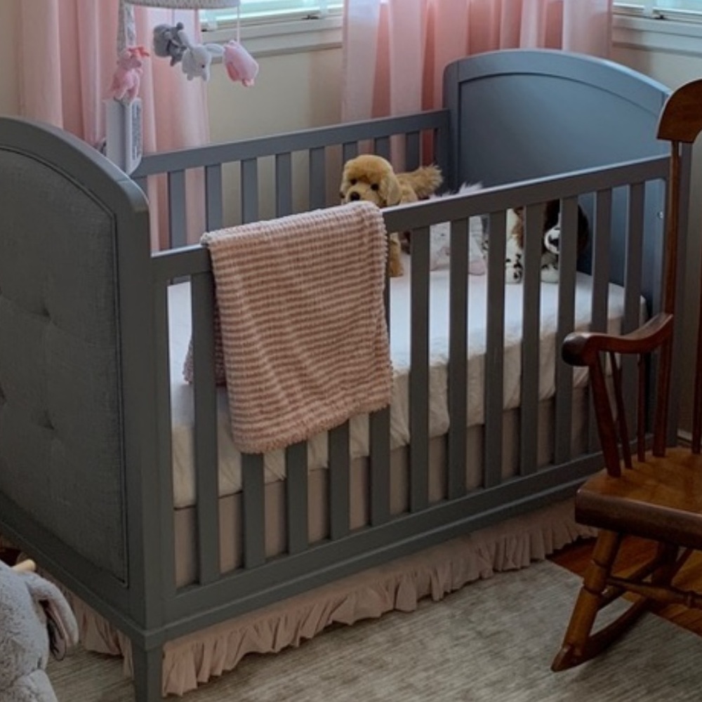 Pink rh baby ruffle crib skirt